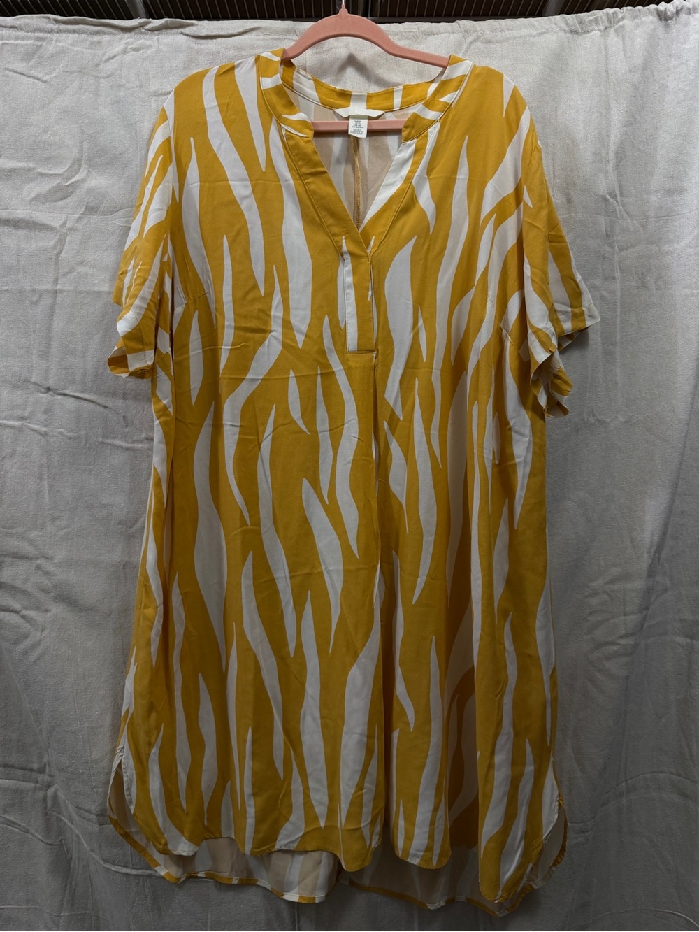 H&M Yellow and White Printed Midi Dress